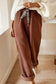 FB Leopard Drawstring Fleece Lined Elastic Waist Pants