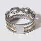 CZ Textured Triple Row Two-Tone Gold Plated Ring