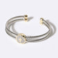 Cross Detail Twisted Double Wire Cuff Bangle Bracelet