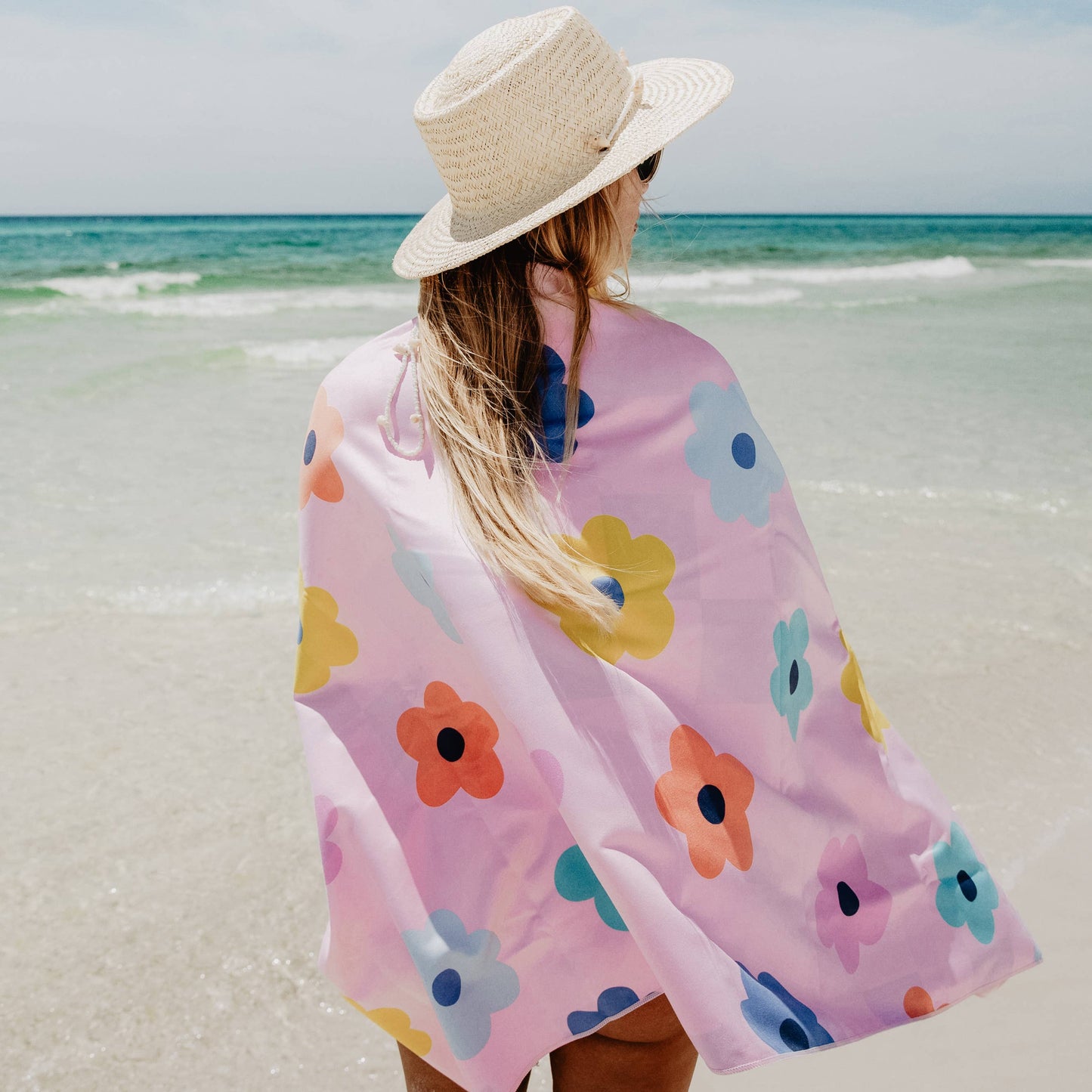 Flowers & Check Quick Dry Towel