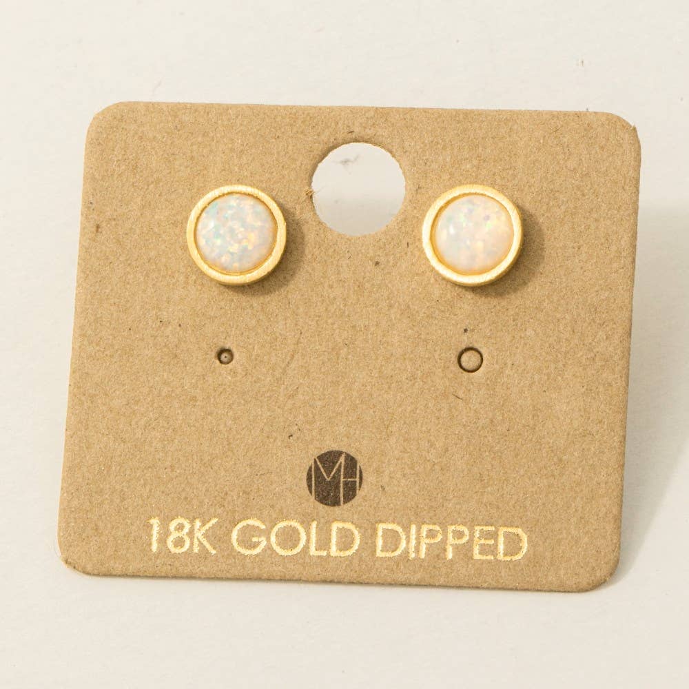 Circular Opal Stud Earrings