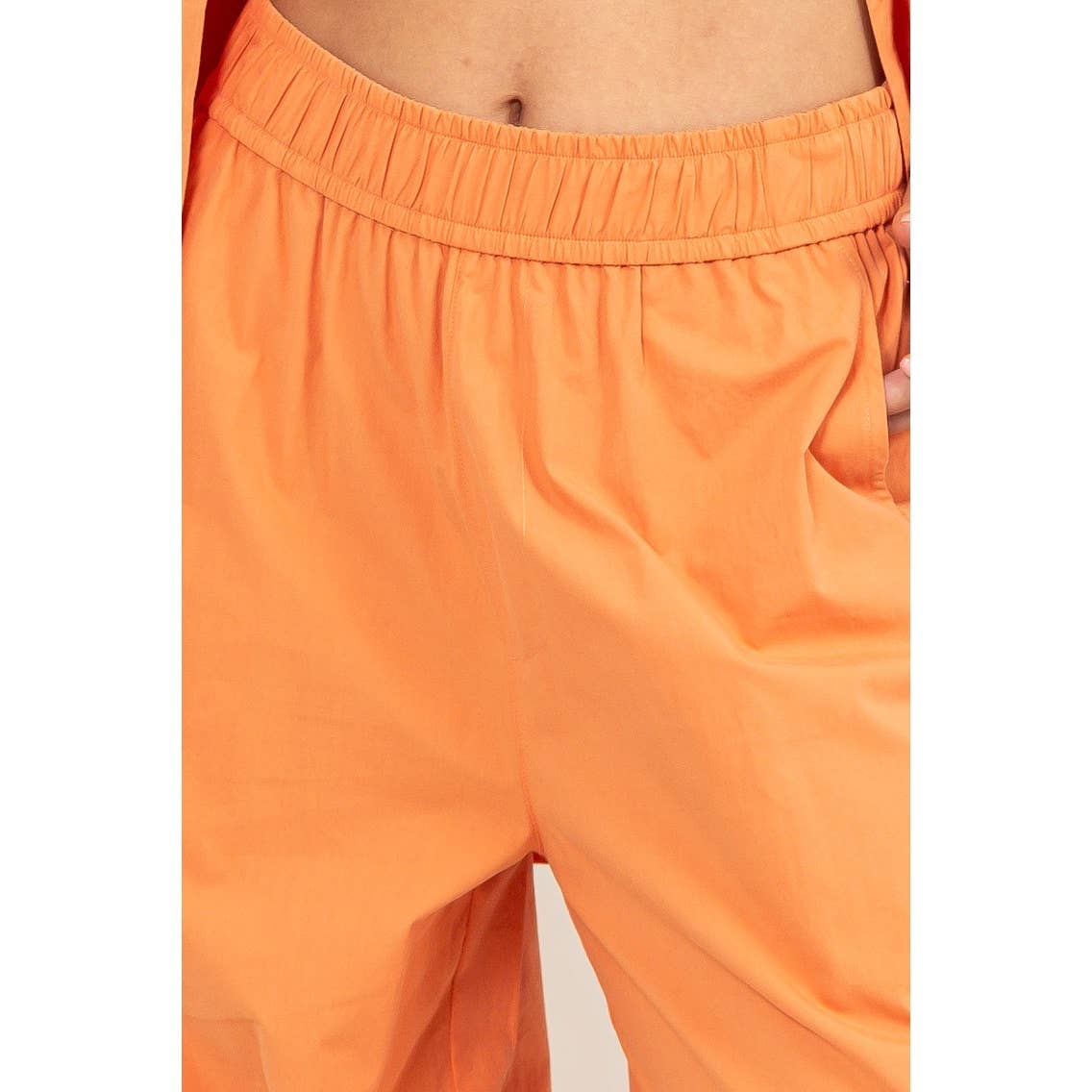 Poplin High Waist Wide Leg Pants