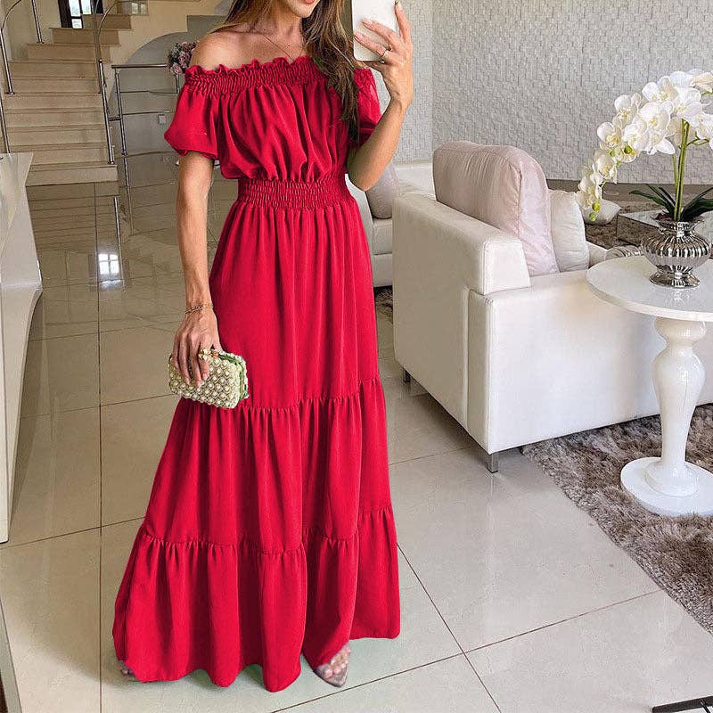 Women's Off-the-Shoulder Spring Short-Sleeve Maxi dress