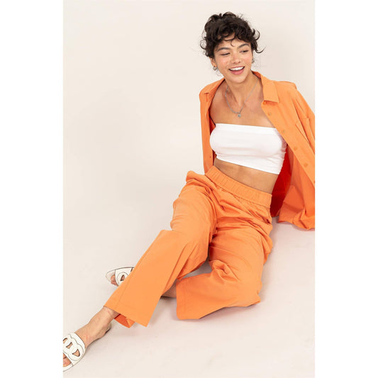 Poplin High Waist Wide Leg Pants