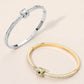 Stainless Steel CZ Pave Hinged Bangle Bracelet