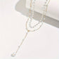 Layered Pearl Necklace Women Gold Y Lariat Choker Dainty