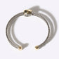Cross Detail Twisted Double Wire Cuff Bangle Bracelet