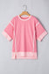 Spring Half Sleeve Raw Seam High Side Split Top