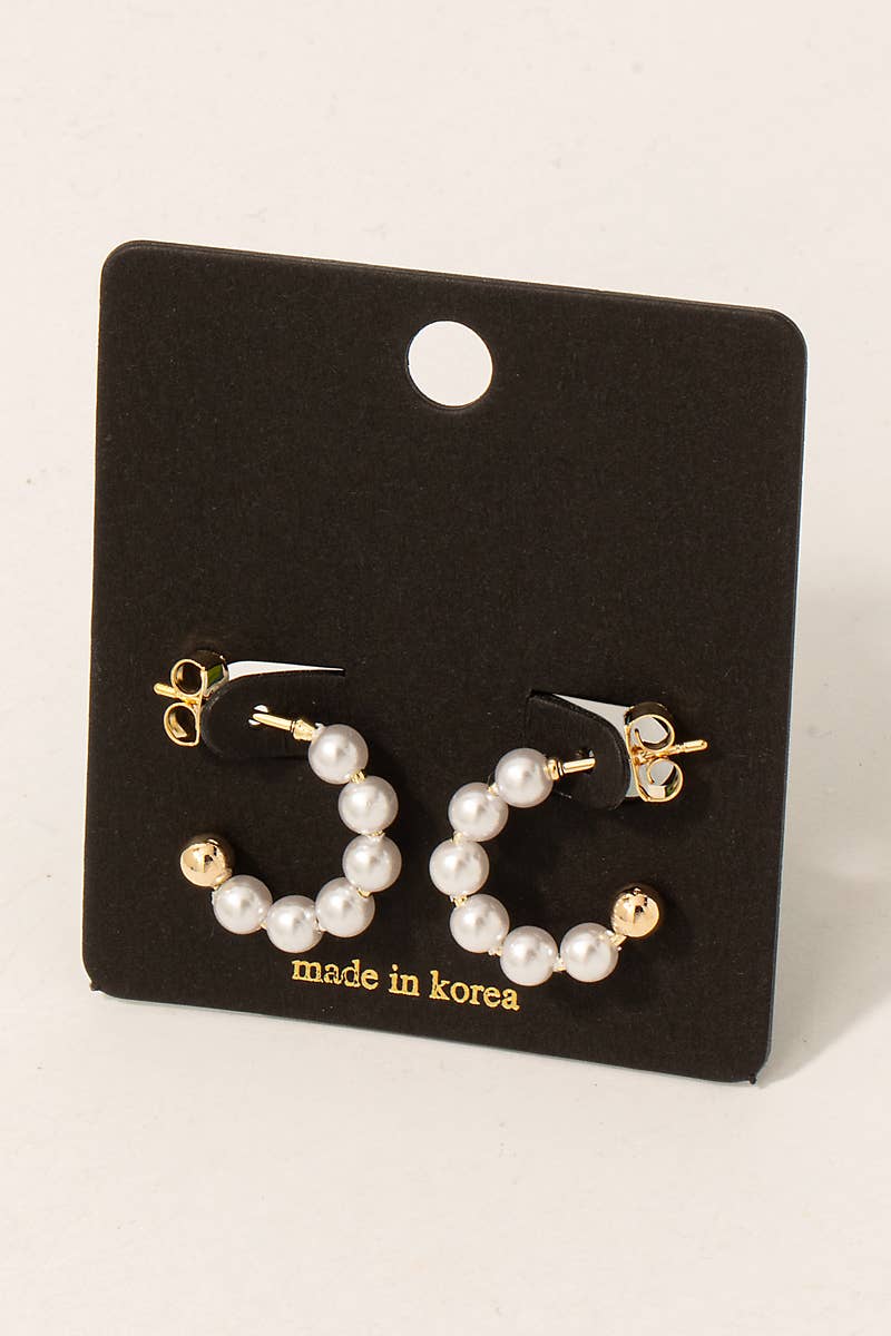 Pearl Beaded Hoop Earrings