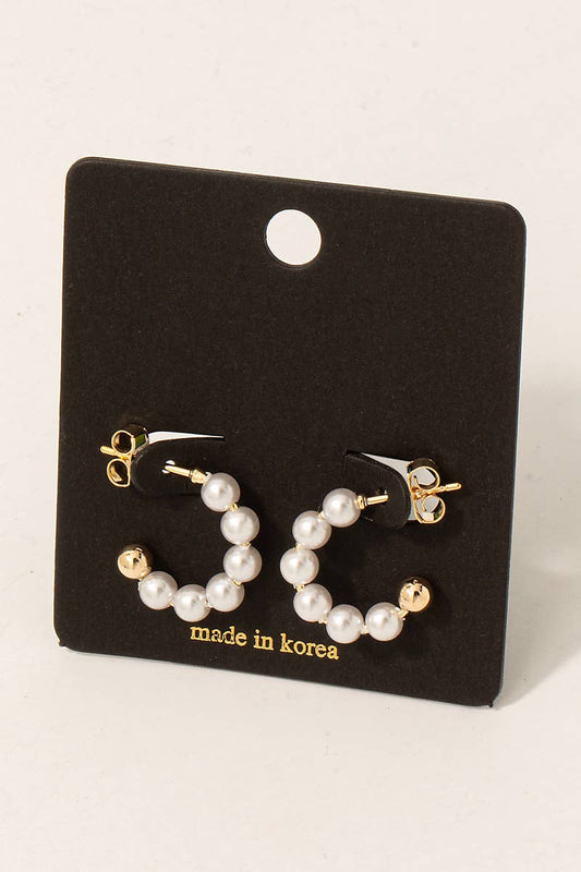 Pearl Beaded Hoop Earrings