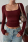 Square Neck Long Sleeve Top