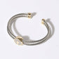 Cross Detail Twisted Double Wire Cuff Bangle Bracelet
