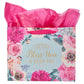 Bless You & Keep You Pink Floral Large Landscape Gift Bag