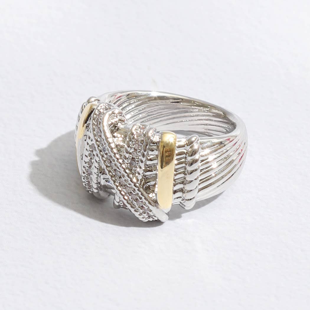Two Tone Textured Band Ring