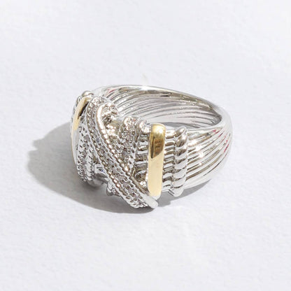 Two Tone Textured Band Ring