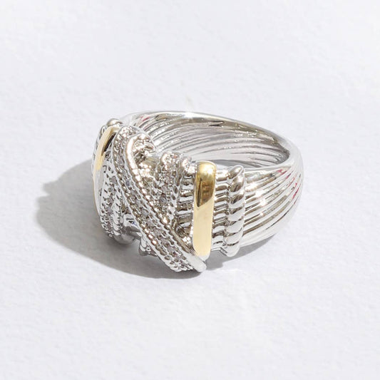Two Tone Textured Band Ring
