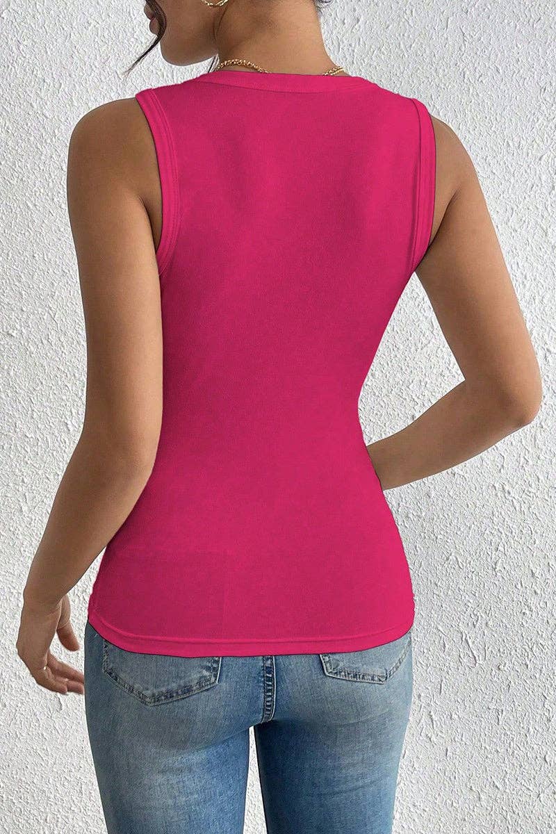 Floral Accent Sleeveless Tank Top