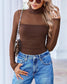 Mesh Sheer Half-Neck Plain Sexy Top