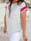 Color Block Trim Round Neck Short Sleeve Top
