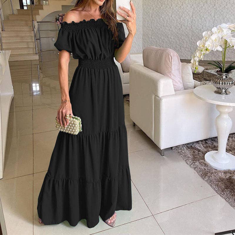 Women's Off-the-Shoulder Spring Short-Sleeve Maxi dress