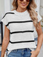 Round Neck Casual Knitted Short Sleeved Top