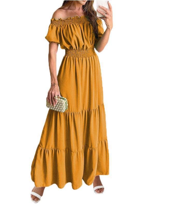 Women's Off-the-Shoulder Spring Short-Sleeve Maxi dress